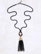 Romwe Black Tassel Detail Punk Necklace