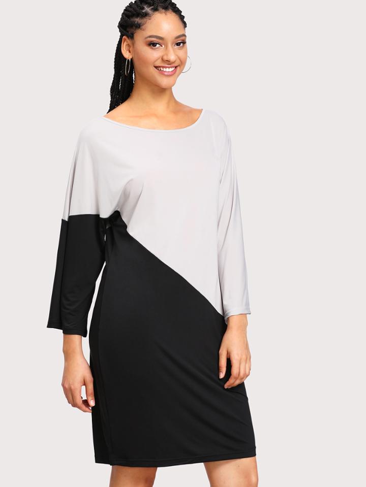 Romwe Color Block Dress