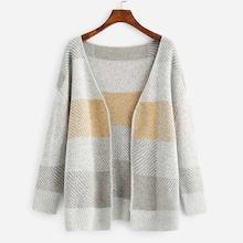 Romwe Cut And Sew Open Placket Sweater Coat