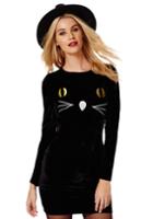Romwe Cat Embroidered Bodycon Dress
