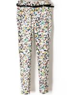 Romwe Geometric Print Slim Multicolor Pant