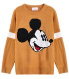 Romwe Mickey Print Loose Khaki Sweater
