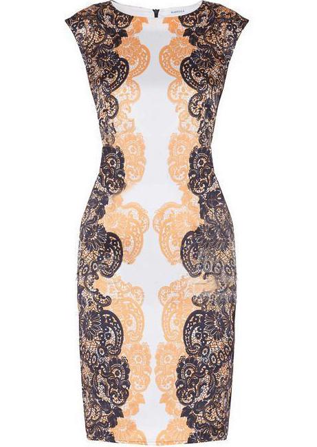 Romwe Yellow Sleeveless Vintage Floral Bodycon Dress