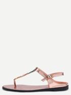 Romwe Golden Five-pointed Star Buckle Strap Flip Sandals