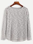 Romwe Grey Marled Knit High Low T-shirt