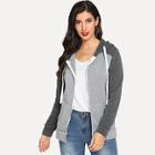 Romwe Contrast Color Zip Up Hooded Jacket