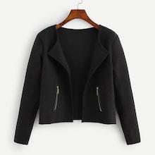 Romwe Zip Detail Solid Outerwear