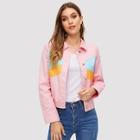 Romwe Color Block Button Up Jacket