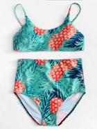 Romwe Pineapple Print High Leg Bikini Set