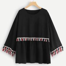 Romwe Plus Fringe Blouse