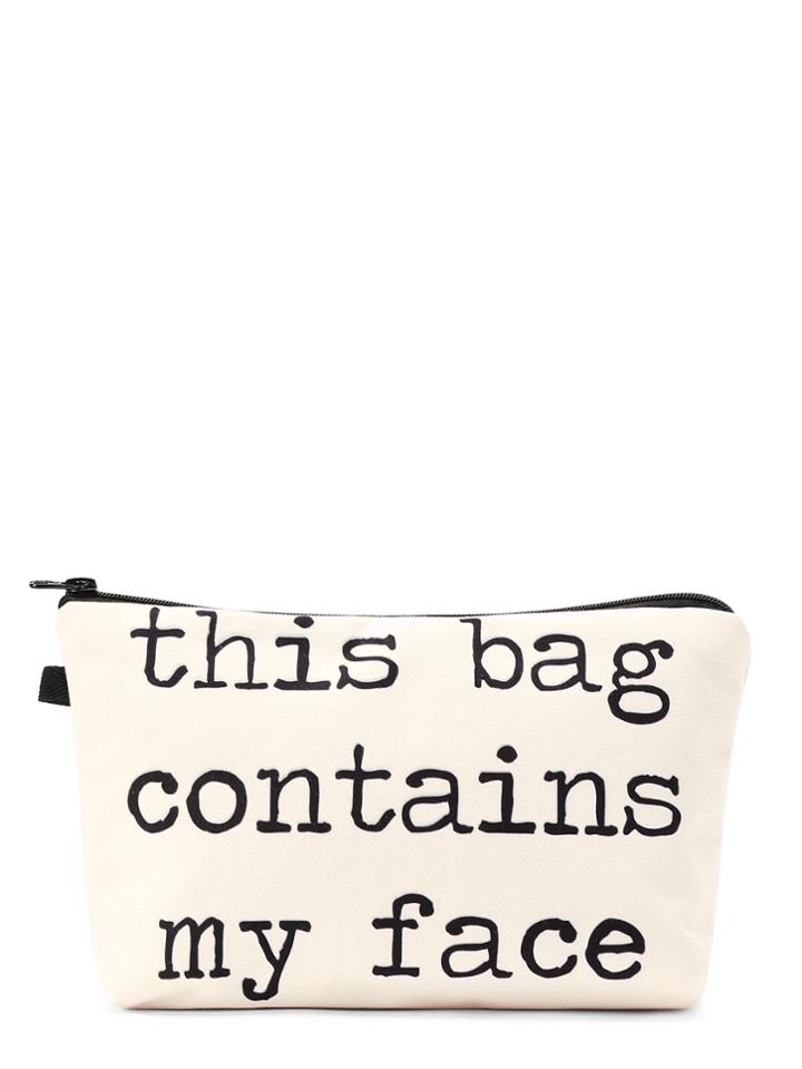 Romwe Slogan Print Zipper Cosmetic Bag