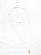 Romwe Sequin Pendant Layered Chain Necklace