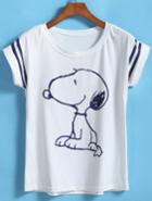Romwe Snoopy Print Loose T-shirt