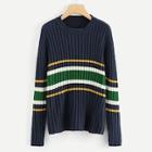 Romwe Rib Knit Stripe Jumper