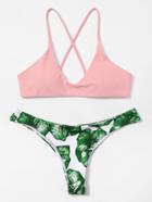 Romwe Jungle Print Mix & Match Bikini Set