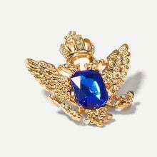 Romwe Gemstone Decorated Crown Brooch