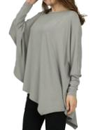 Romwe Dip Hem Dolman Grey T-shirt