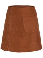 Romwe Women Zipper Pocket Seamed A-line Skirt