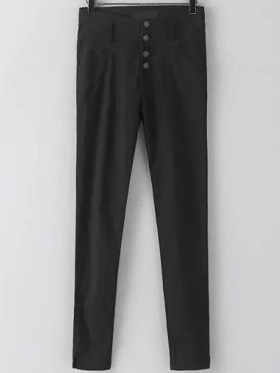 Romwe Pockets Buttons Denim Pencil Pant