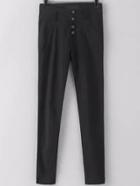 Romwe Pockets Buttons Denim Pencil Pant