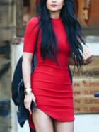 Romwe Red Short Sleeve Slim Bodycon Dress