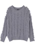 Romwe Long Sleeve Tassel Grey Sweater