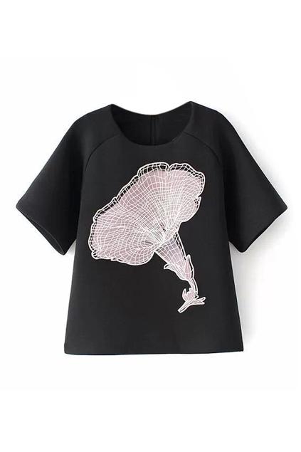 Romwe Speaker Print Black T-shirt