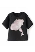 Romwe Speaker Print Black T-shirt