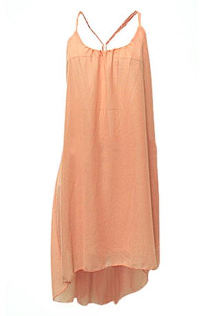 Romwe Backless Asymmetric Coral-red Dress