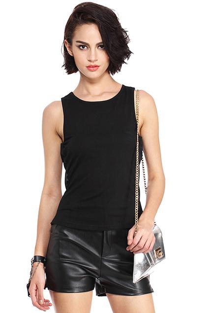 Romwe Asymmetrical Dual-tone Black Blouse