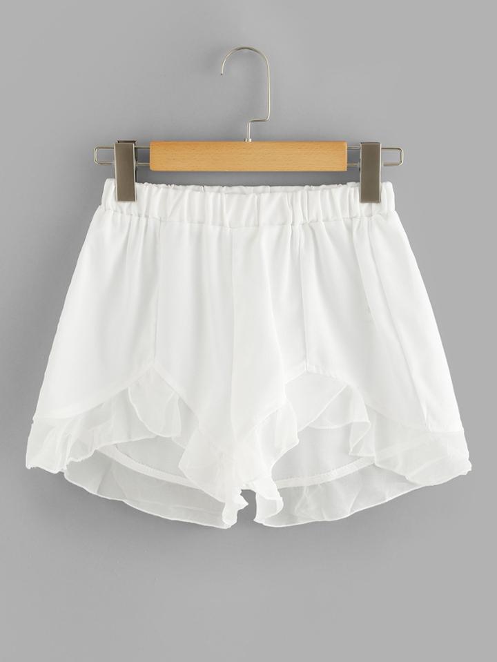 Romwe Asymmetric Ruffle Hem Shorts