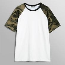 Romwe Guys Camo Raglan Sleeve T-shirt