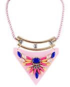Romwe Multicolor Gemstone Pink Collar Necklace