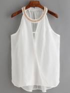 Romwe Jewel Neckline High Low Tank Top