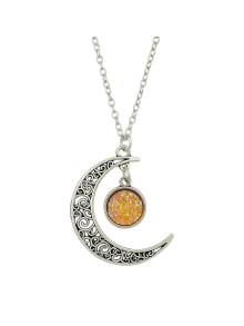 Romwe Gold Hollow Moon Full Of Stars Necklace