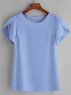 Romwe Petal Sleeve Chiffon Blouse