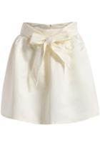 Romwe Apricot Bow Flare Skirt