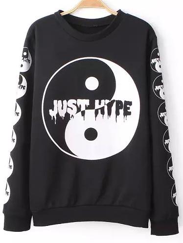 Romwe Just Hype Print White Sweatshirt