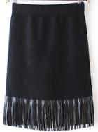 Romwe Knit Tassel Bodycon Skirt