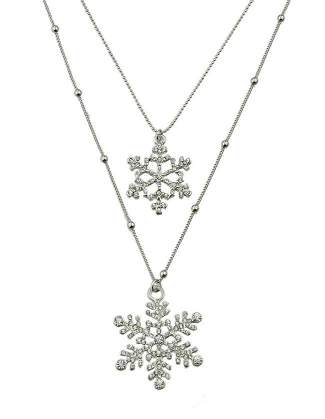Romwe Silver Double Layers Pendant Necklace