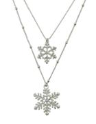 Romwe Silver Double Layers Pendant Necklace
