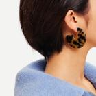 Romwe Leopard Pattern Cut Round Stud Earrings 1pair