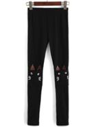 Romwe Cat Print With Pockets Leggings