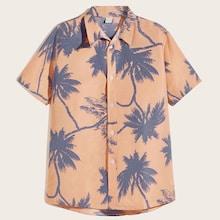 Romwe Guys Random Tropical Print Shirt