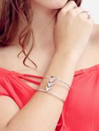 Romwe Silver Triangle Wide Cuff Bracelet