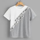 Romwe Color-block Sequin Panel Tee