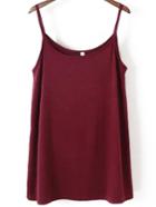 Romwe Spaghetti Strap Burgundy Cami Dress