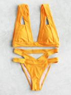 Romwe Cutout Detail Triangle Bikini Set