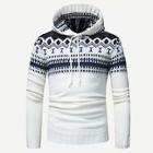 Romwe Men Geometric Pattern Jacquard Hooded Sweater