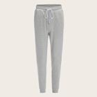 Romwe Guys Heather Grey Letter Print Jogger Pants